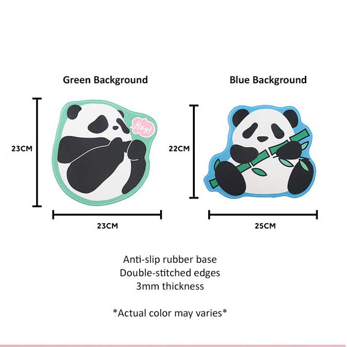 Cute Panda Mouse Pad with Stitched Edges: white, black panda, kawaii cartoon style