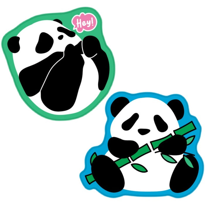 Cute Panda Mouse Pad with Stitched Edges: white, black panda, kawaii cartoon style