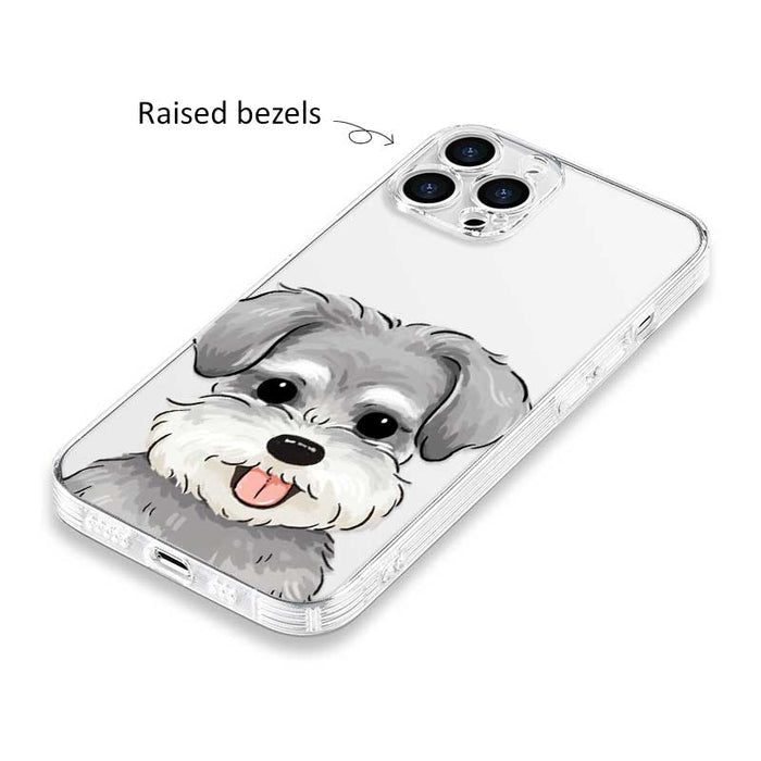 Cute Schnauzer Phone Case with Protection: clear, gray dog, cartoon kawaii style