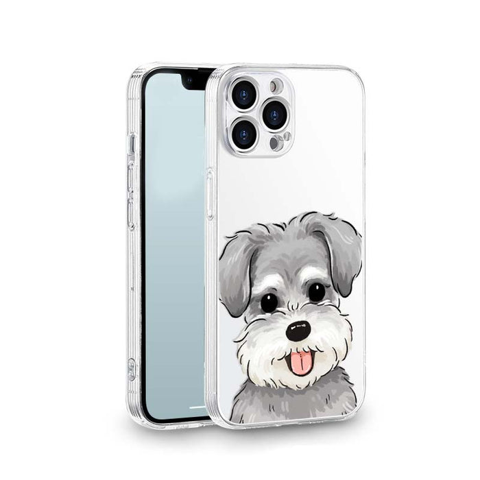 Cute Schnauzer Phone Case with Protection: clear, gray dog, cartoon kawaii style