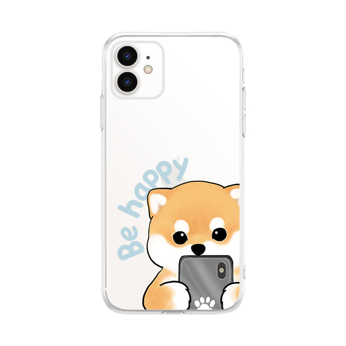 Cute Shiba Inu Dog Phone Case: clear, white cartoon dog, kawaii cartoon style