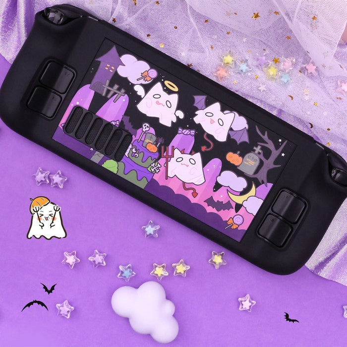 Cute & Spooky Steam Deck Case: black, white Destiny-themed graphic panel, gaming-themed graphic style