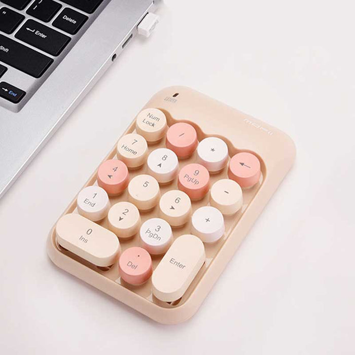 Cute Wireless Numeric Keypad with Nano Receiver: peach beige, white wireless numeric keypad, minimal pastel style