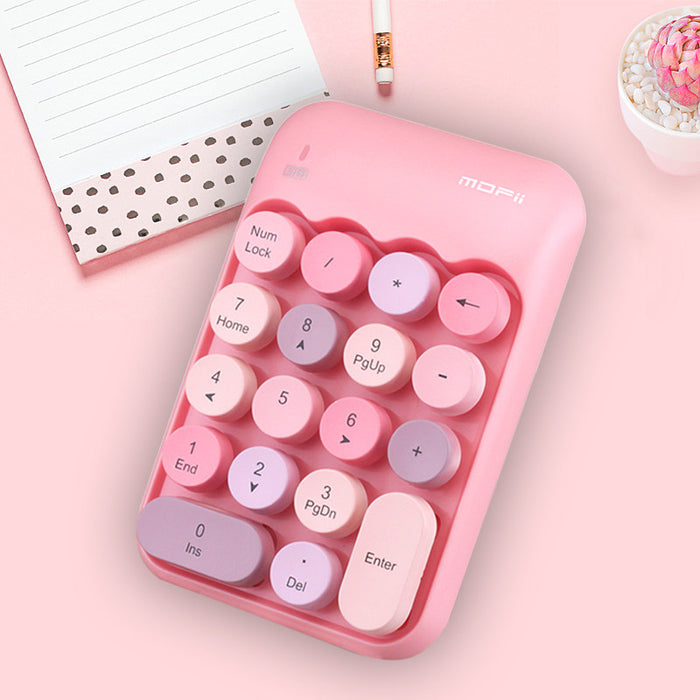 Cute Wireless Numeric Keypad with Nano Receiver: peach beige, white wireless numeric keypad, minimal pastel style