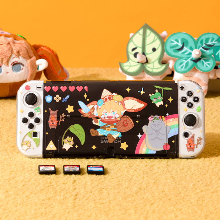 Cute Zelda Bokoblin Switch OLED Case: white, light gray Nintendo Switch-themed gaming console case, cartoon gaming accessory