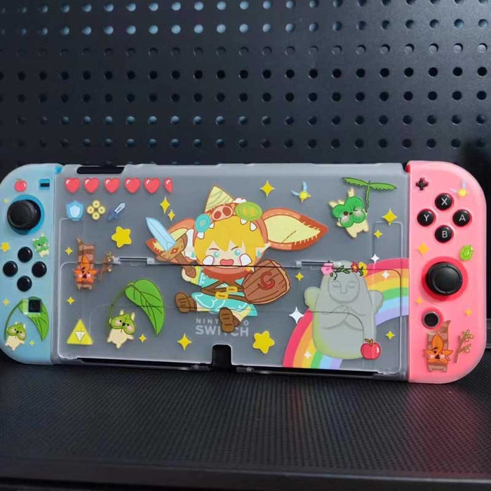Cute Zelda Bokoblin Switch OLED Case: white, light gray Nintendo Switch-themed gaming console case, cartoon gaming accessory