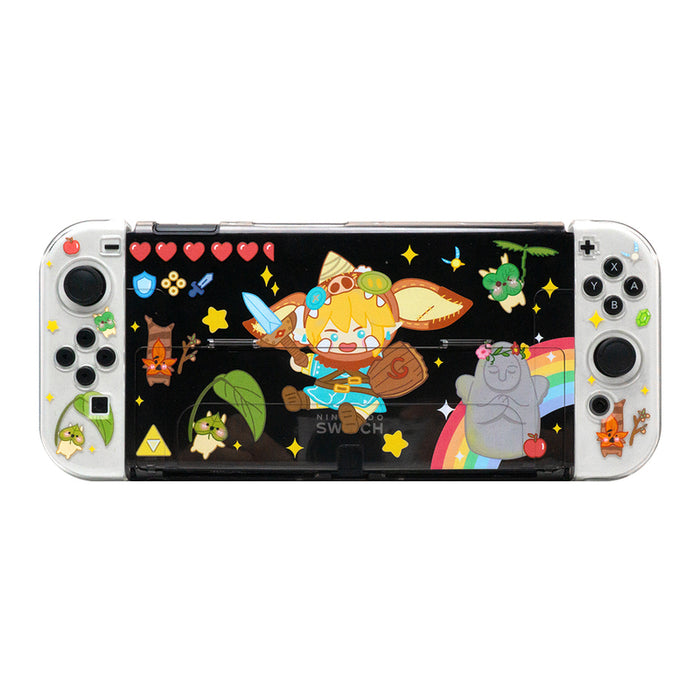 Cute Zelda Bokoblin Switch OLED Case: white, light gray Nintendo Switch-themed gaming console case, cartoon gaming accessory