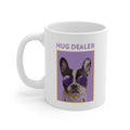 Dealer of Pug Embrace Mugs: white, purple French bulldog, cartoon/photo graphic style