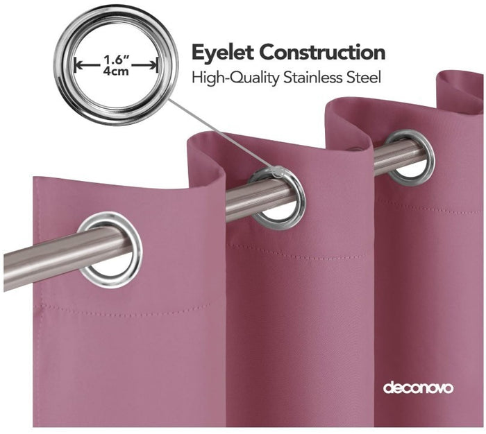 Deconovo Pink Blackout Curtain 52x72 Eyelet Thermal Room Darkening Nursery