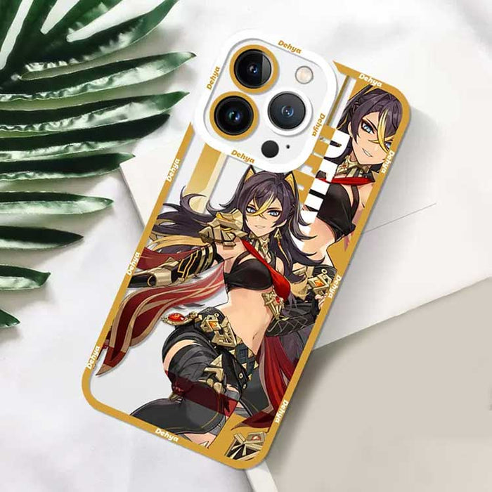Dehya TPU iPhone Case with Protection: white, gold anime-style female character, anime, fantasy character art style