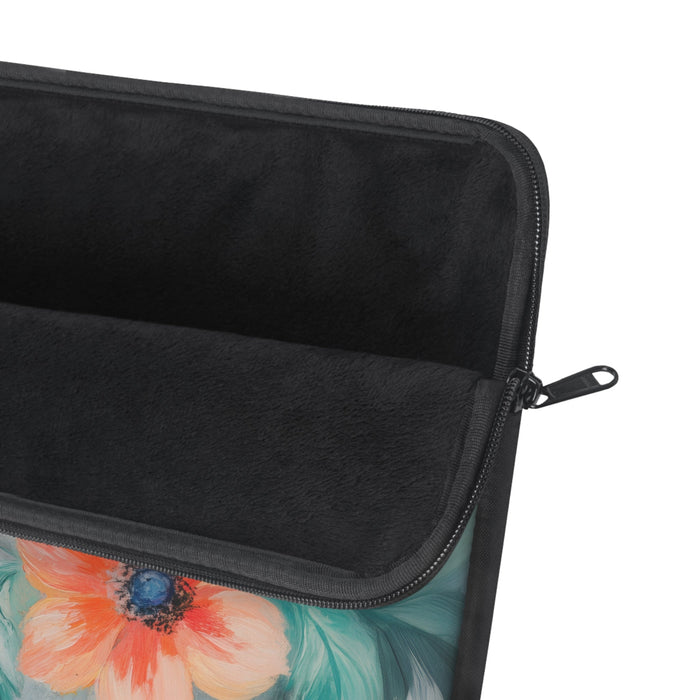Delicate Flower Pattern Laptop Cover: pastel pink, peach floral theme, painterly floral style