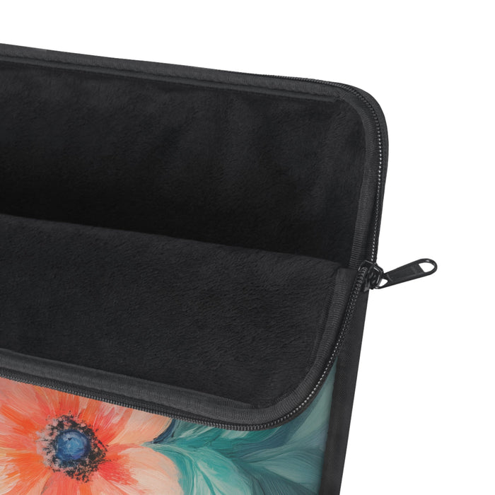 Delicate Flower Pattern Laptop Cover: pastel pink, peach floral theme, painterly floral style