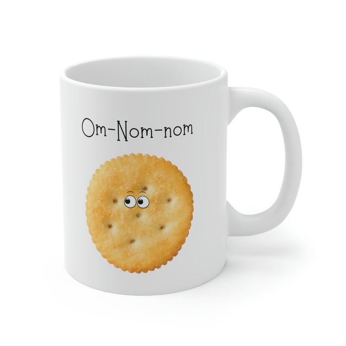 Delicious Biscuits Whimsical Cup: white, golden brown cartoon cracker, cartoon, playful style