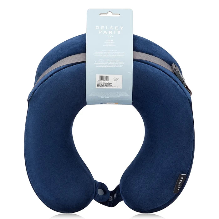 Delsey Memory Foam Neck Pillow With Hoody - Navy Blue
