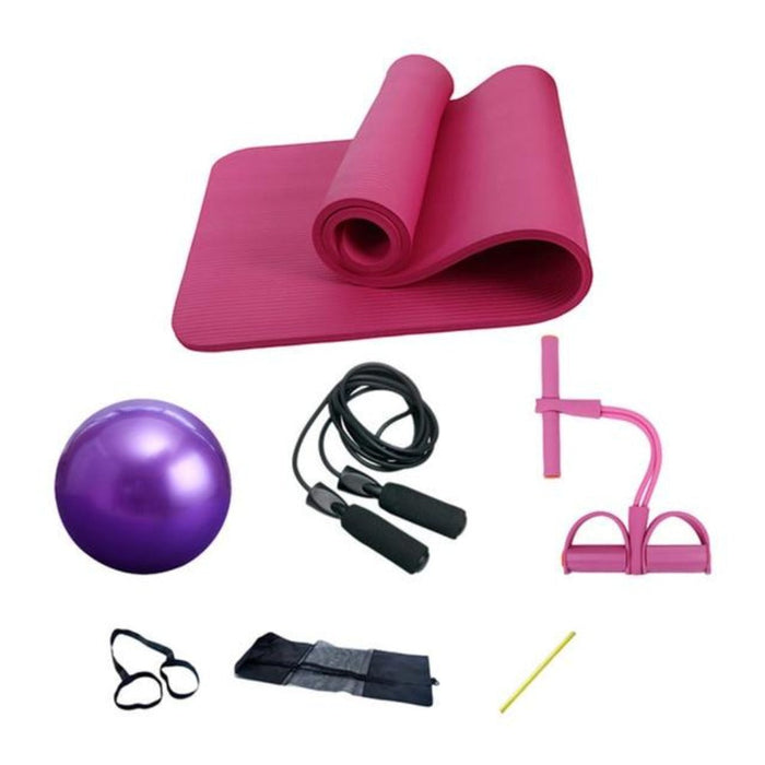 Deluxe 5-Piece Exercise Set for Yoga and Fitness: purple, black fitness exercise set, fitness workout equipment style