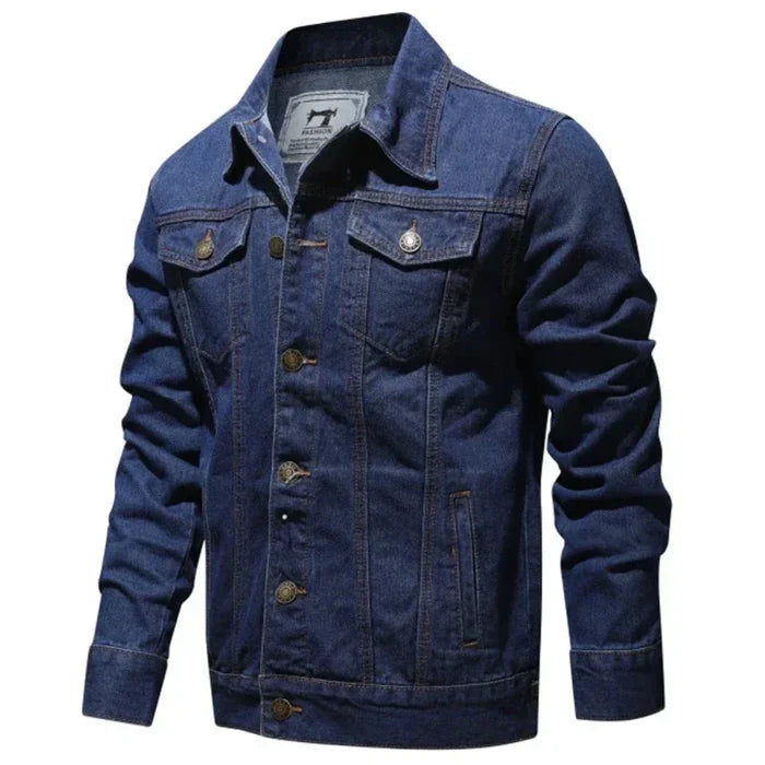 Denim Streetwear Jacket for Men: light blue, dark blue jacket, casual denim style