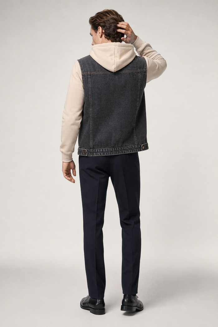 Denim Vest for Casual Men's Wear BLACK