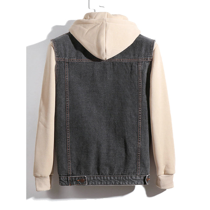 Denim Vest for Casual Men's Wear: dark blue, white denim vest layered over long-sleeve shirt, casual streetwear style