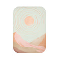 Desert Sun Bath Mat, Pink Home Accents: pale mint green, peach abstract sun and mountain landscape, minimal abstract landscap