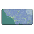 Desk Mat featuring Map of Los Angeles, Updated Title: blue, teal map of the western United States, minimal cartographic style