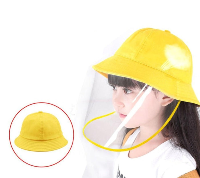 Detachable Front Panel Children's Sun Hat: yellow, clear protective face shield hat, minimal style
