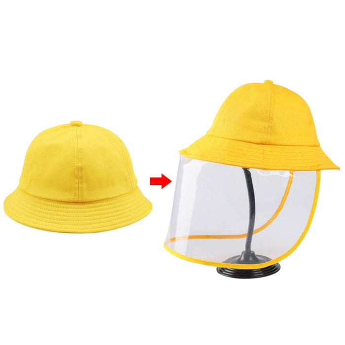 Detachable Front Panel Children's Sun Hat: yellow, clear protective face shield hat, minimal style