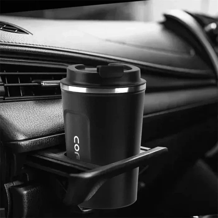 Displaying Digital Thermal Mug: olive green, off-white lidded beverage tumblers, minimal modern style