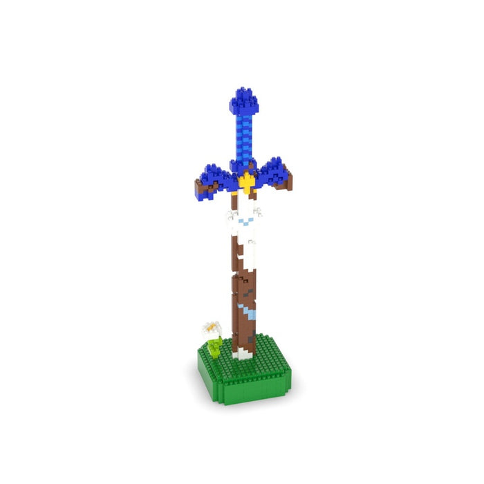 DIY Legend of Zelda Building Blocks: green, brown cartoon adventurer character, cartoon, pixel-art, building-block style