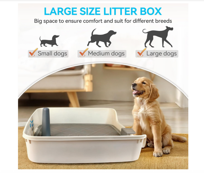 Dog Potty Tray 63x63cm Indoor Pee Pad Holder with Post Mesh Grid Training-41