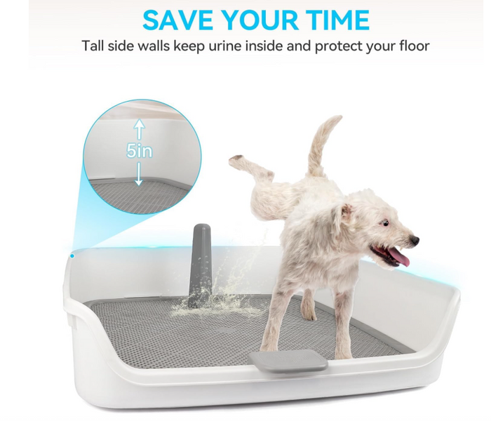 Dog Potty Tray 63x63cm Indoor Pee Pad Holder with Post Mesh Grid Training-41