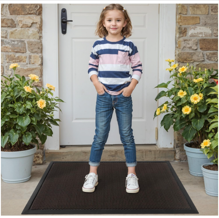 Door Mat 60x90cm Non Slip Dirt Trapper Outdoor Entrance Mat Heavy Duty Brown-113