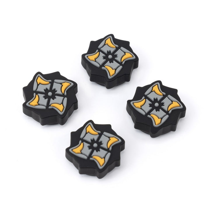 Dragon Switch Joystick Caps, Premium Quality: black, dark gray shuriken/star motif, cartoon style