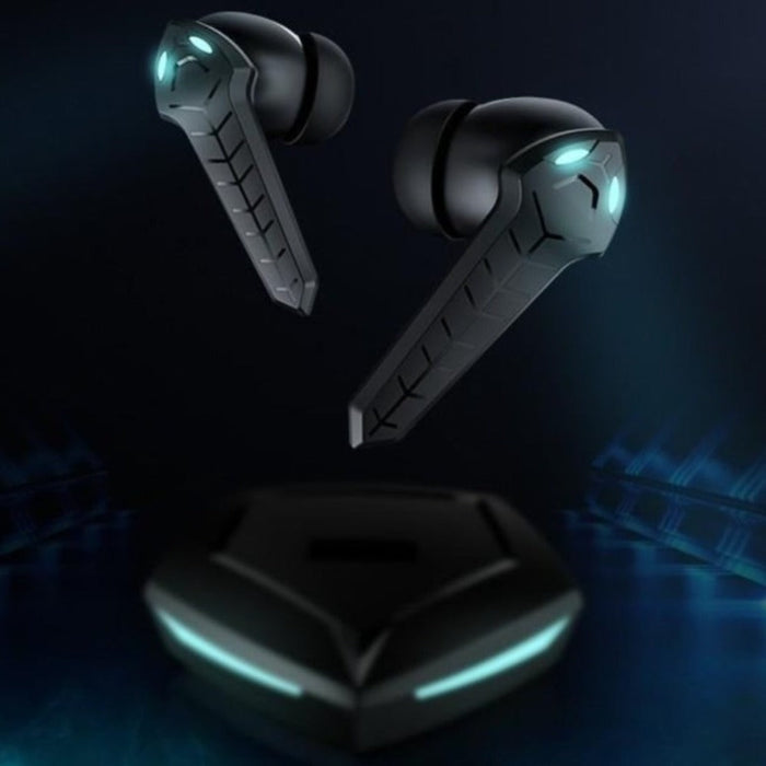 Dragon Wireless Stereo Gaming Earbuds with Active Noise Cancellation: black, dark teal wireless earbuds with charging case, f