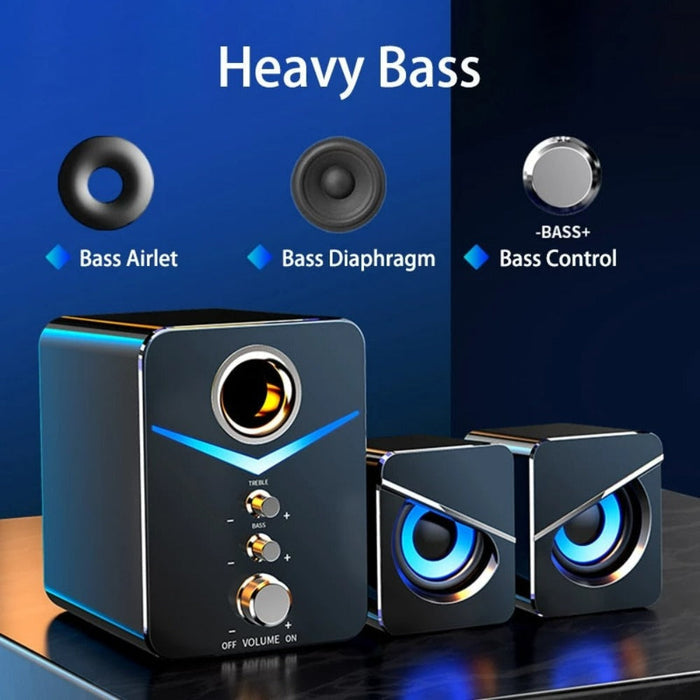 Dragon Wireless Triple Speaker Set: black, dark gray desktop speaker system, modern futuristic style