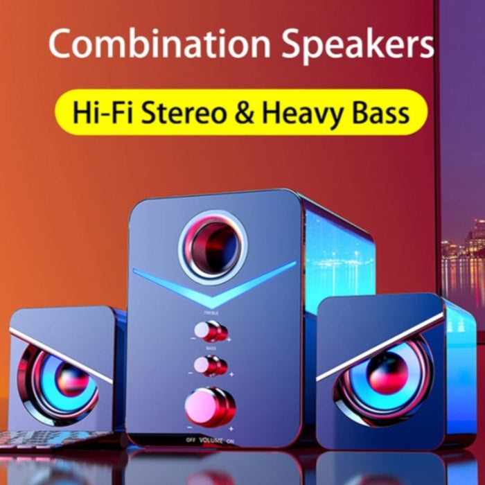 Dragon Wireless Triple Speaker Set: black, dark gray desktop speaker system, modern futuristic style