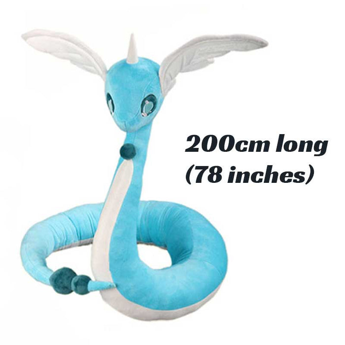Dragonair Plush Toy, High-Quality and Ideal Gift: turquoise blue, white cartoon dragon-like creature, kawaii cartoon style