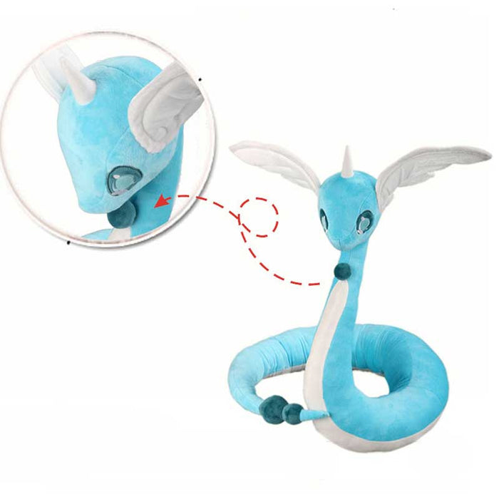 Dragonair Plush Toy, High-Quality and Ideal Gift: turquoise blue, white cartoon dragon-like creature, kawaii cartoon style