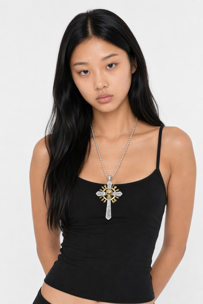 Dual Color Skeleton Cross Pendant Default
