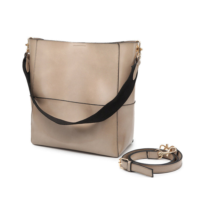 Dual-Use Carryall Bag: beige, black shoulder bag, minimal style