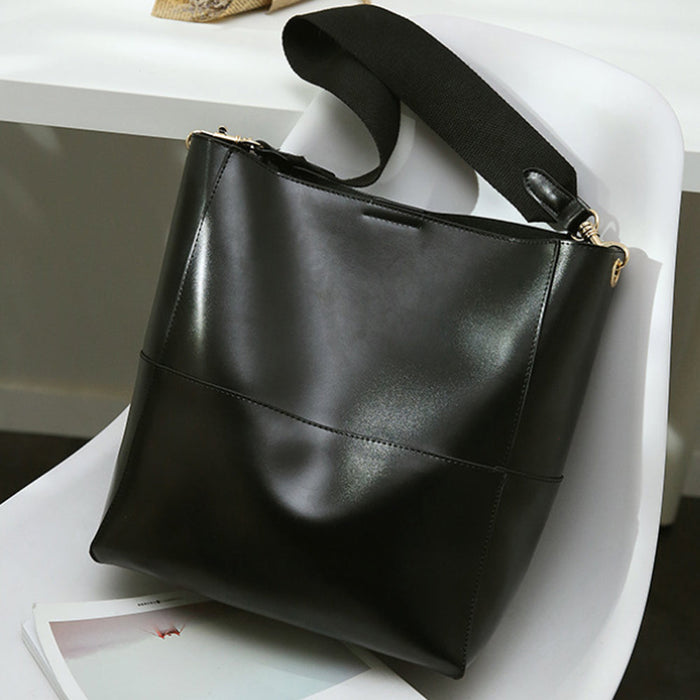 Dual-Use Carryall Bag: beige, black shoulder bag, minimal style