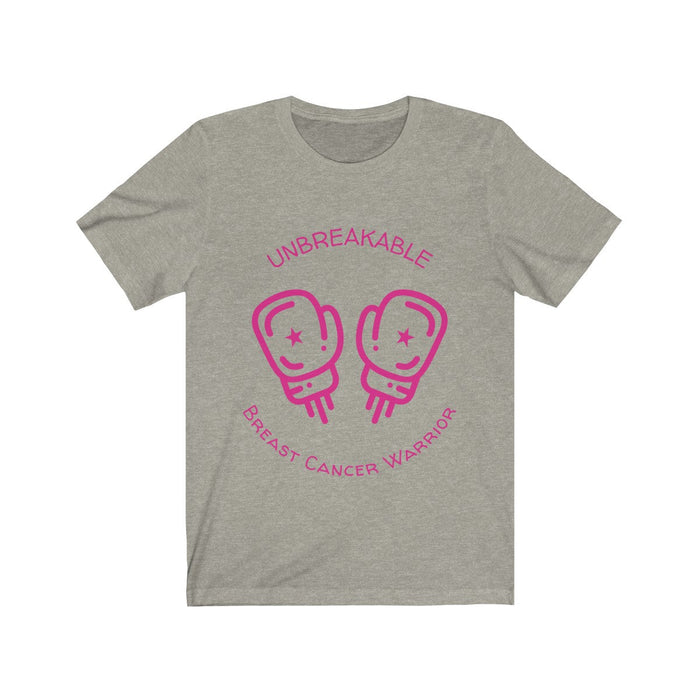 Durable Pink Ribbon Awareness Tee Shirt: white, pink breast cancer awareness theme, cartoon awareness graphic style