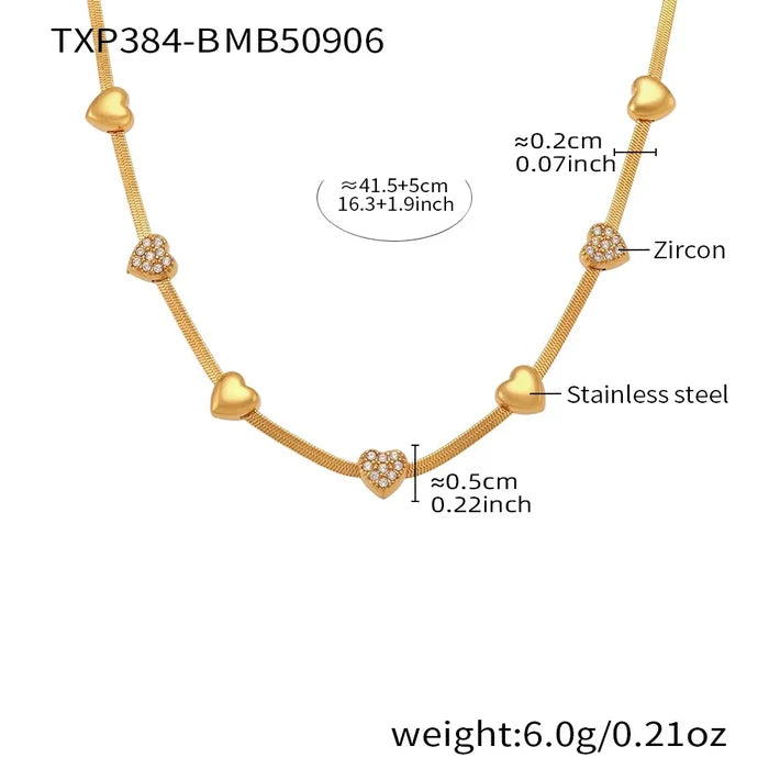 Elegant Gold-Plated Heart Necklace & Bracelet Set