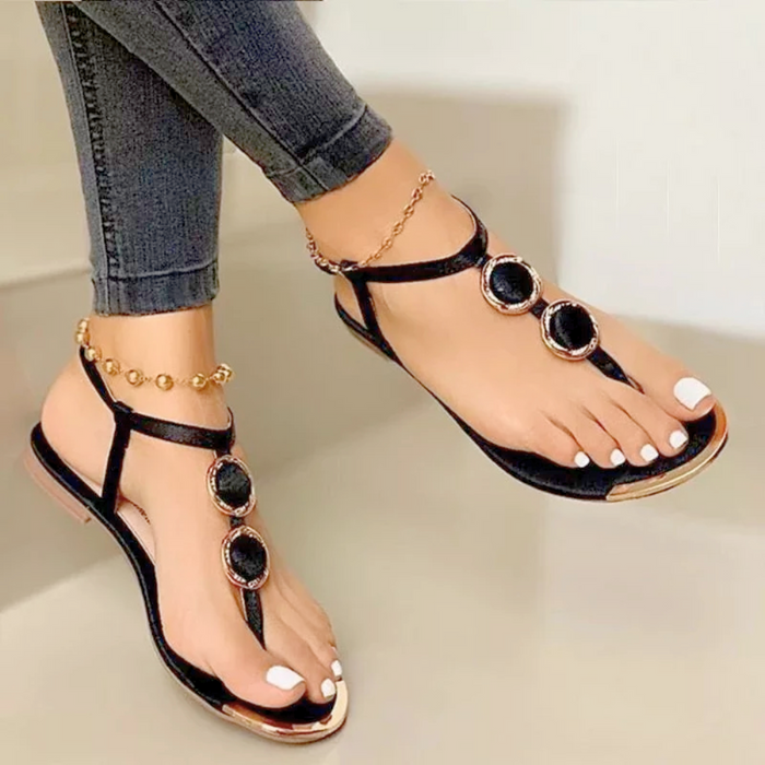 Embellished Thong Sandals for Women: metallic pink, rose gold sandals, glamorous style