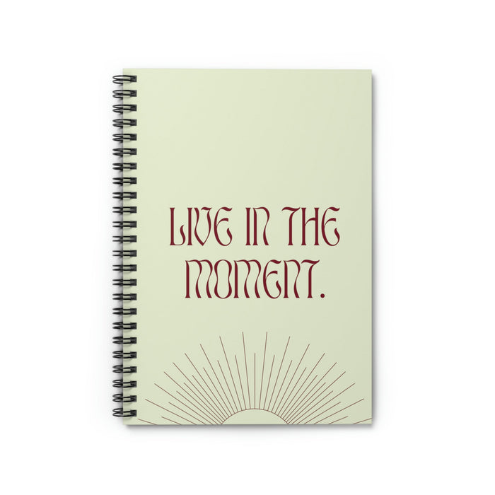 Embrace the Present Spiral Notepad: pale green, black spiral-bound notebook, minimal style