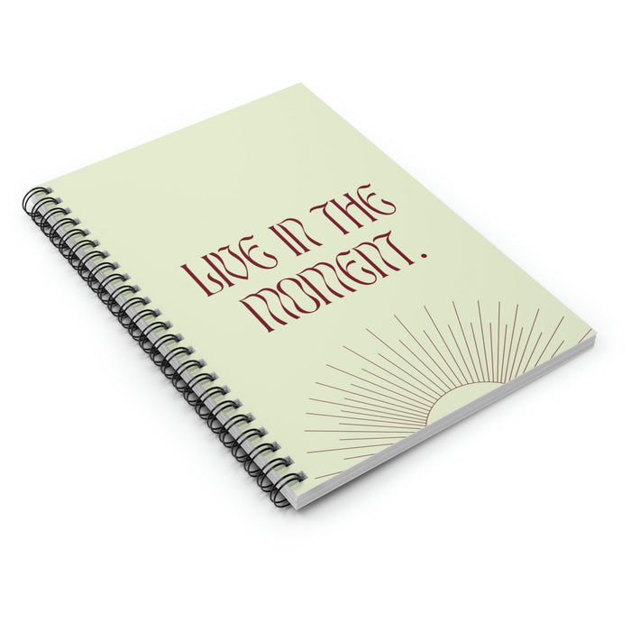 Embrace the Present Spiral Notepad: pale green, black spiral-bound notebook, minimal style