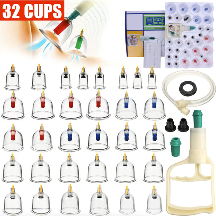 Enhanced 32-Piece Cupping Therapy Kit for High-End Massage Experience: transparent, white cupping therapy set, medical/utilit
