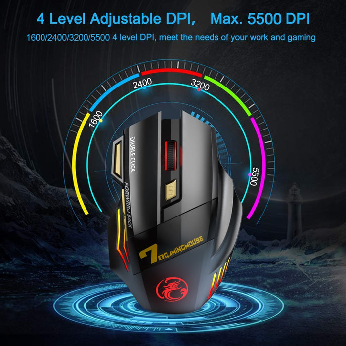 Ergonomic Bluetooth Gaming Mouse with Silent Wireless Connectivity: black, gray wireless computer mouse with USB receiver, ga