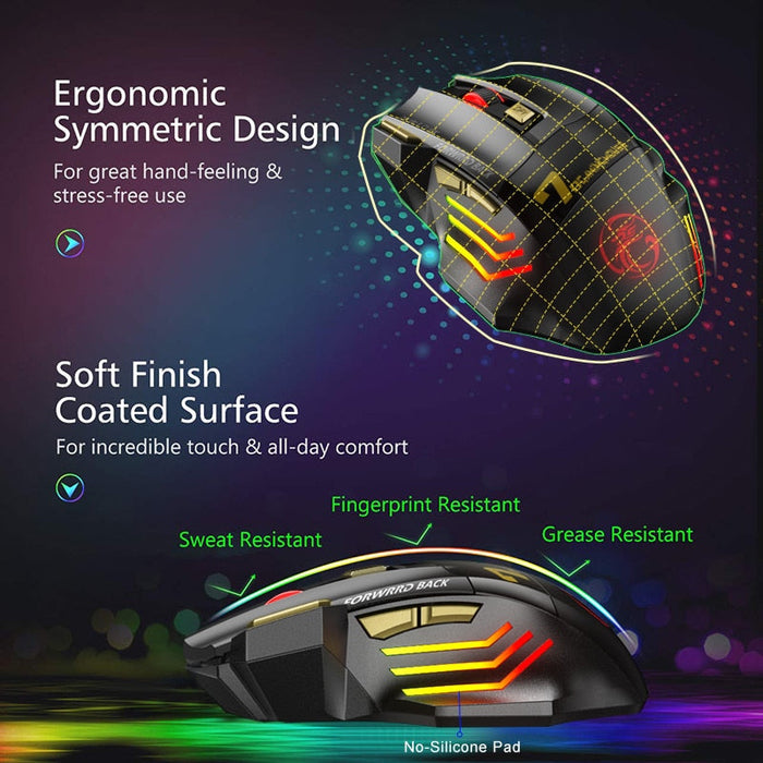 Ergonomic Bluetooth Gaming Mouse with Silent Wireless Connectivity: black, gray wireless computer mouse with USB receiver, ga