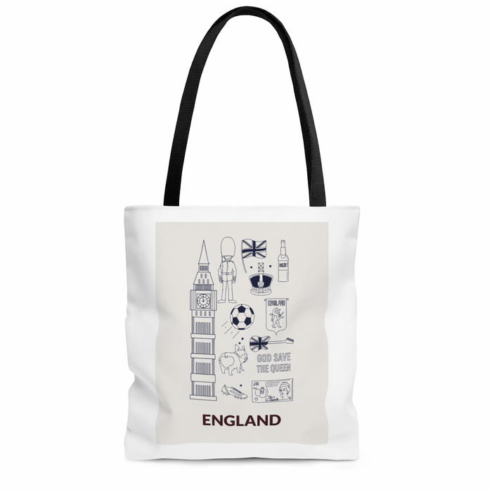 Everyday Shopper Tote Bag Medium Featuring Symbols of ENGLAND Default