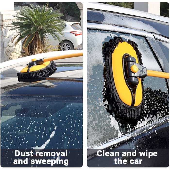 Expandable Microfiber Cleaning Set for Vehicle: yellow, black floor mop, modern functional style